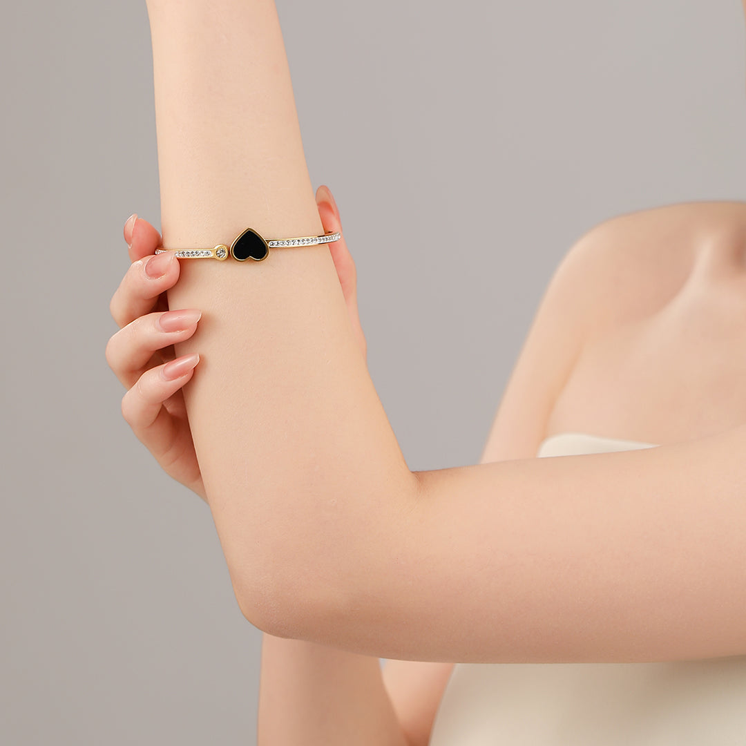 Heart Shaped Black Crystal Bracelet