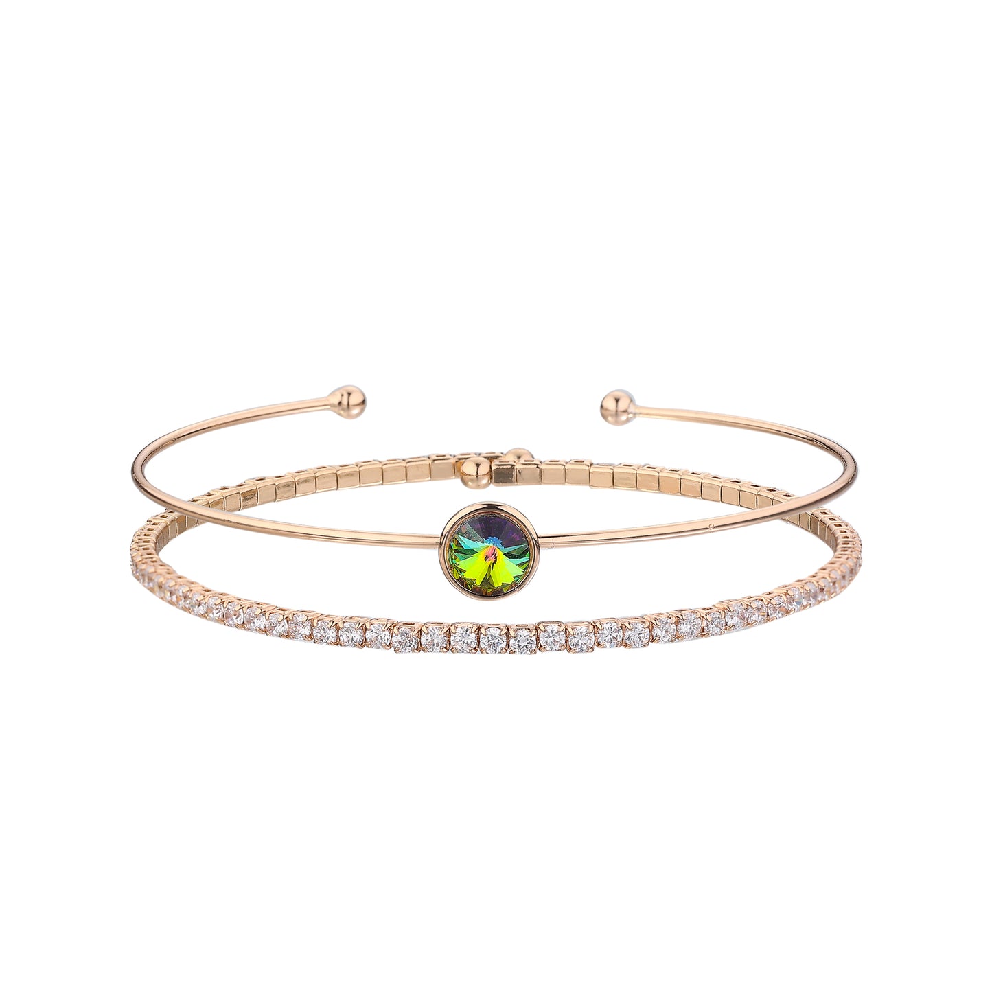 Double Layered Green Crystal Bracelet