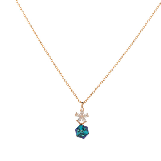 Square Blue Rhinestone Necklace