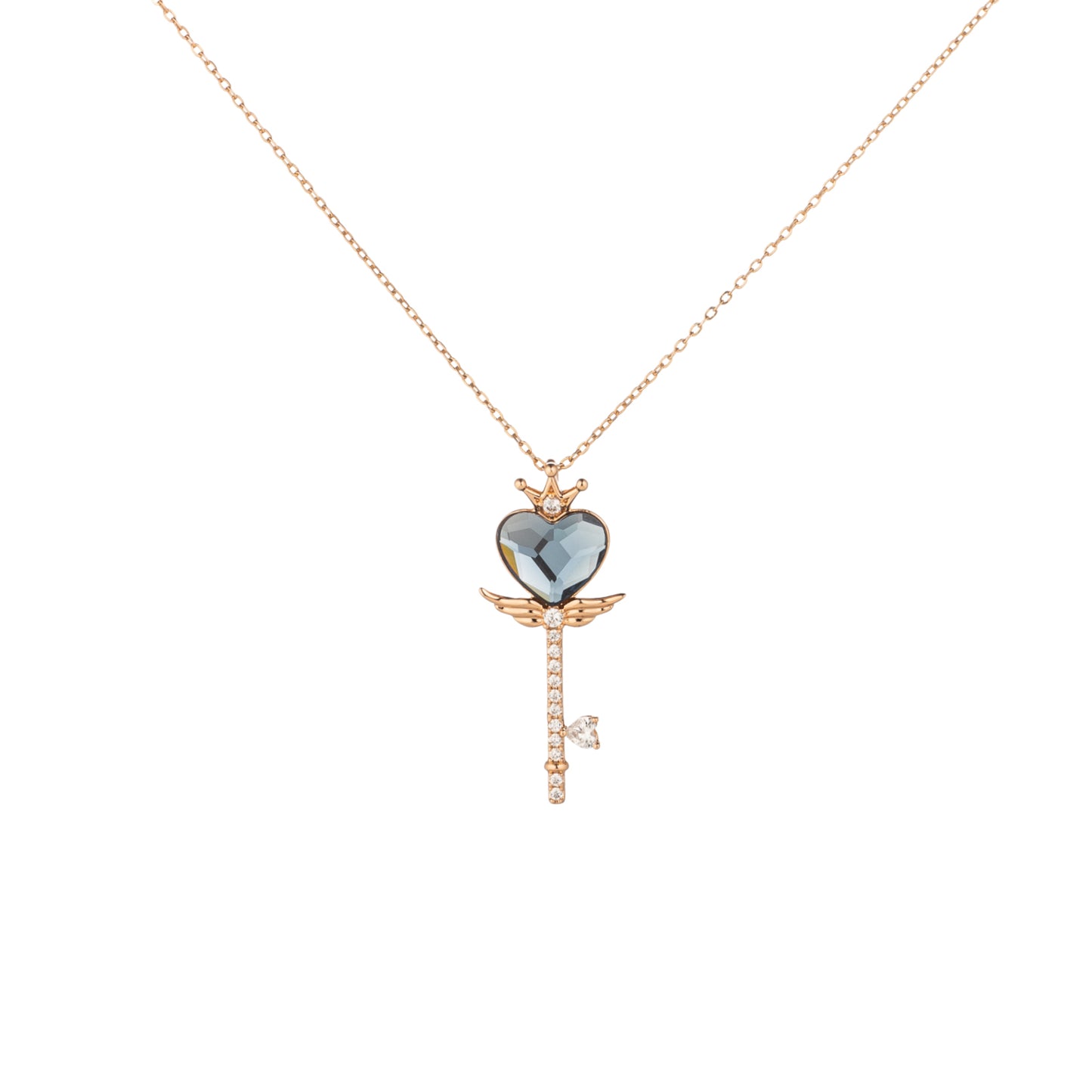 Heart shaped Blue Crystal Magic Wand Necklace