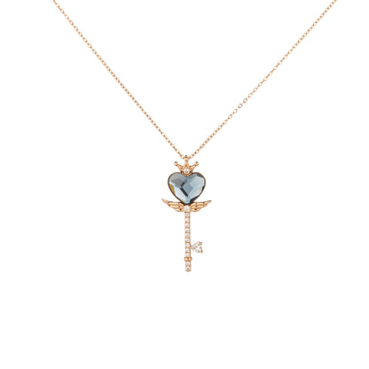 Heart shaped Blue Crystal Magic Wand Necklace