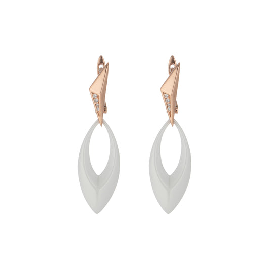 White Ceramic Leaf Shaped Earrings