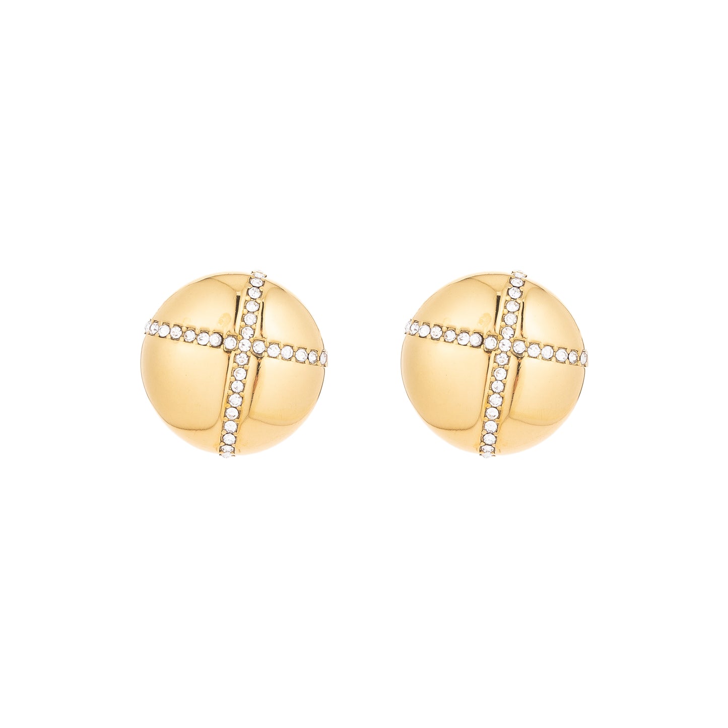 Golden Zircon Cross Stud Earrings