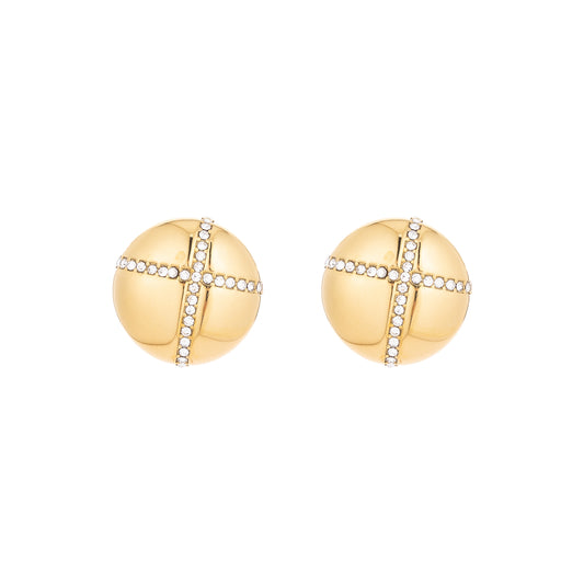 Golden Zircon Cross Stud Earrings