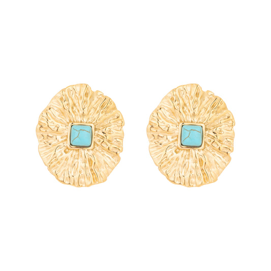 Turquoise Golden Stud Earrings