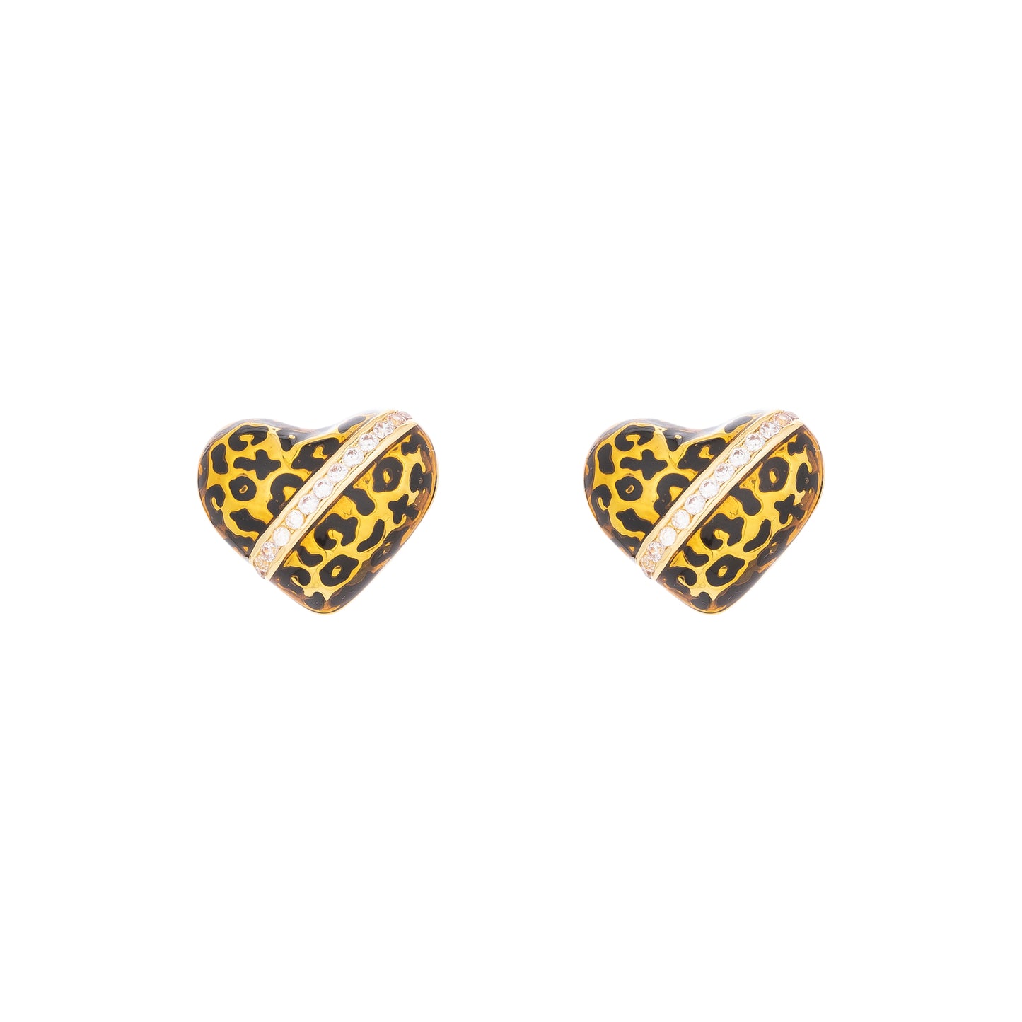 Leopard Print Heart Stud Earrings