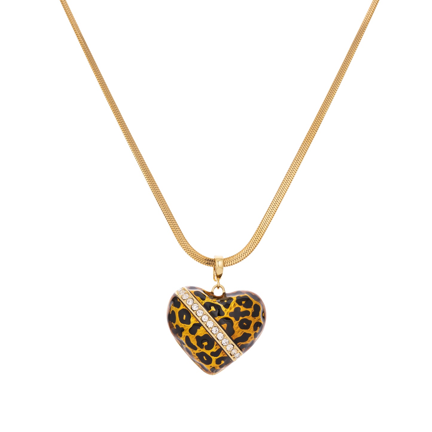 Leopard Print Heart Pendant Necklace