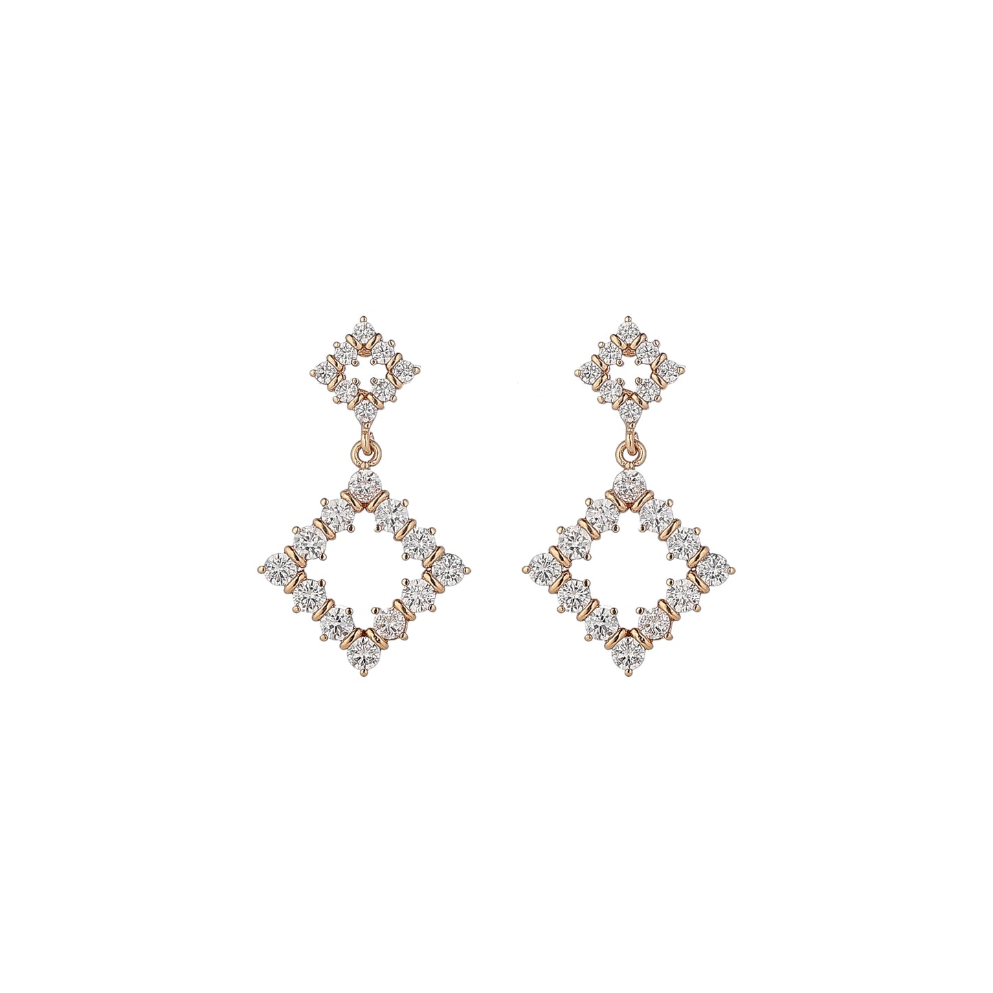 Diamond Shaped Rhinestone Earrings