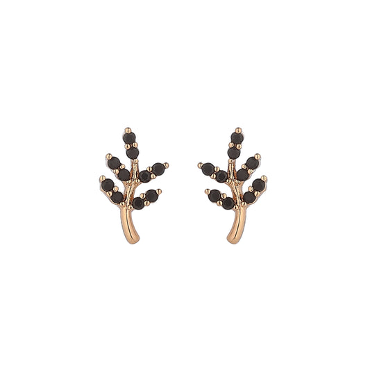 Black Rhinestone Branch Stud Earrings