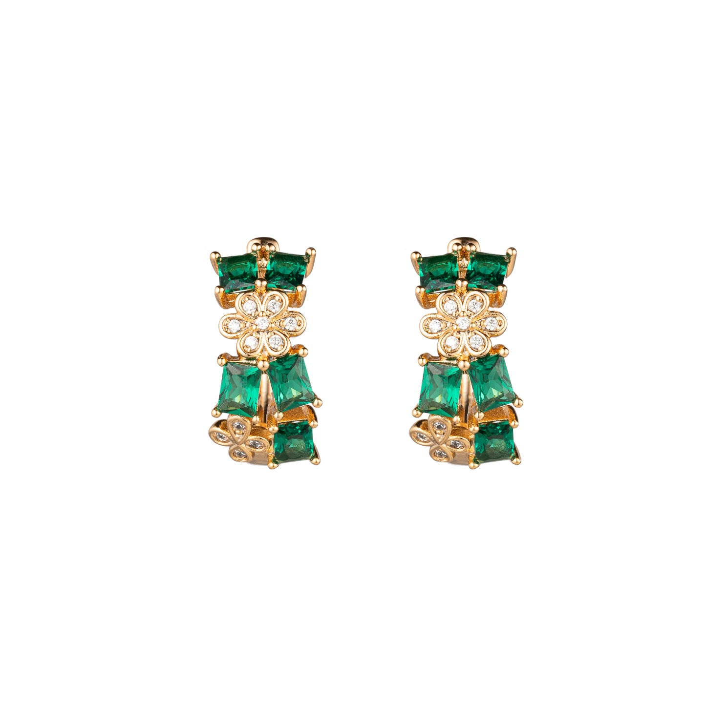 Emerald Golden Garland Earrings