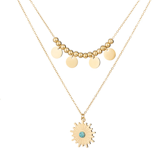 Golden Sun Double Layered Necklace